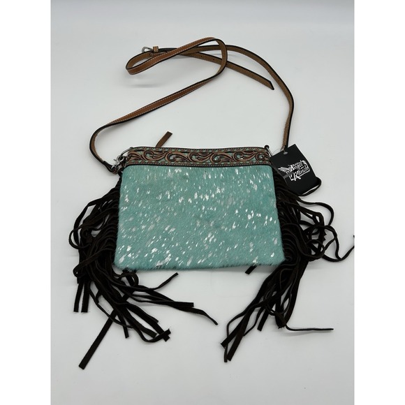 Angel Ranch Handbags - Angel Ranch Acid Wash Crossbody Bag Western Fringe Leather